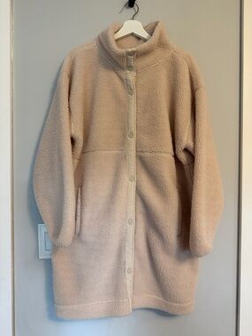 Eddie Bauer Cream Sherpa Snap-Front Teddy Coat